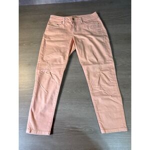 Michael Kors Izzy Cropped Skinny Jeans Peach Pink Distressed Size 8
